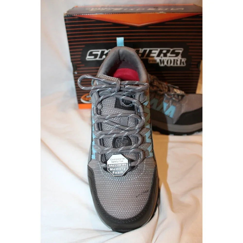 SKETCHERS WOMEN'S WORK FANZTER COMP TOE SNEAKERS NIB SZ 7 GRAY BLUE